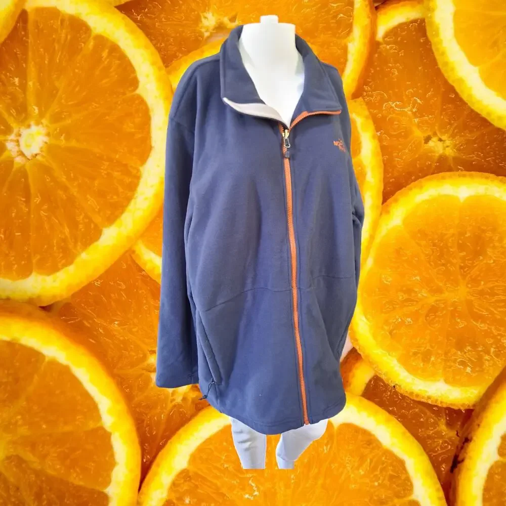 The North Face Blue‎ and Orange Full Zip Fleece with Drawstring Waist Size XL